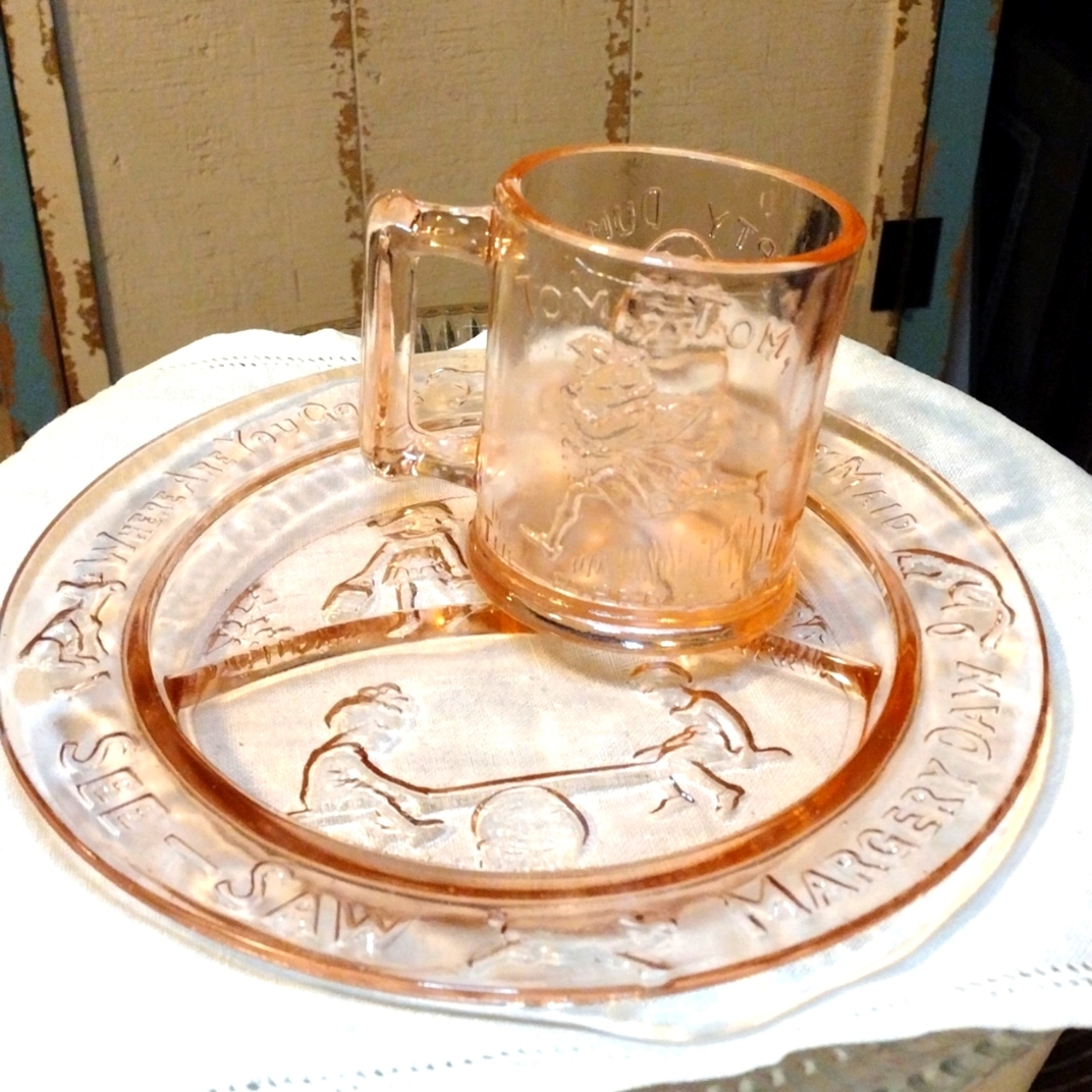 Vintage Nursery Rhymes children's divided dish and mug